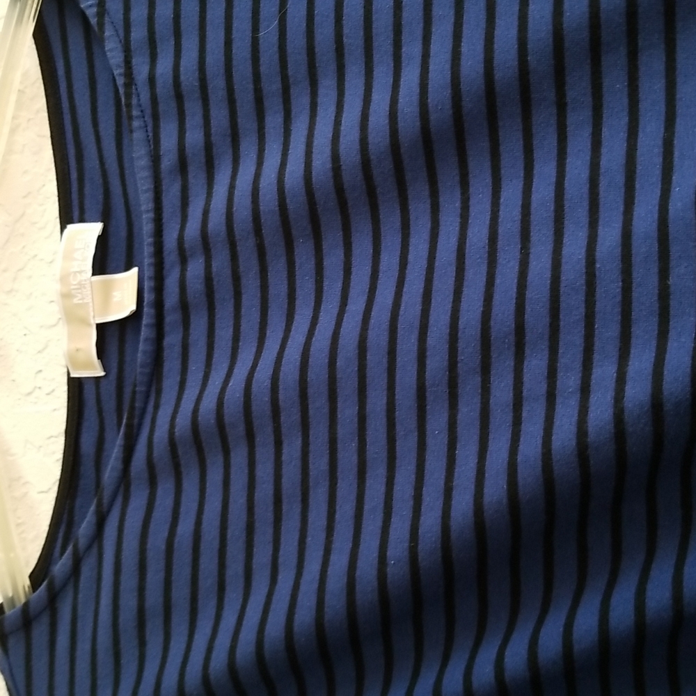 MK Blue and Black Striped Ruched Top